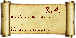 Kozári Adrián névjegykártya