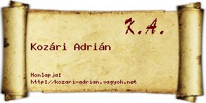 Kozári Adrián névjegykártya